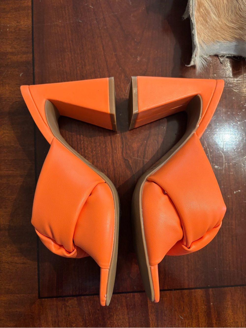 Open Edit Orange Knot Slip-On Block Heels - Picture 3 of 5
